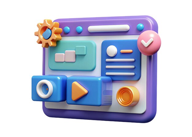 El concepto de tablero de control de la página web mercado en la pantalla de la computadora ilustración html 3D