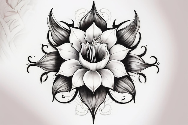 El concepto de tatuaje de Datura Diseño simbólico de flores