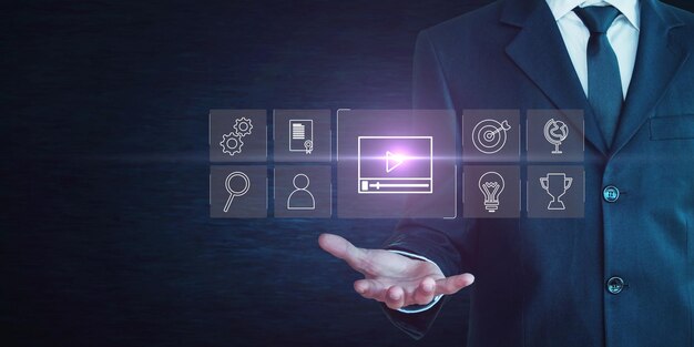 Concepto de tecnología de aprendizaje electrónico Webinar de educación en línea Cursos en línea AI y aprendizaje automático
