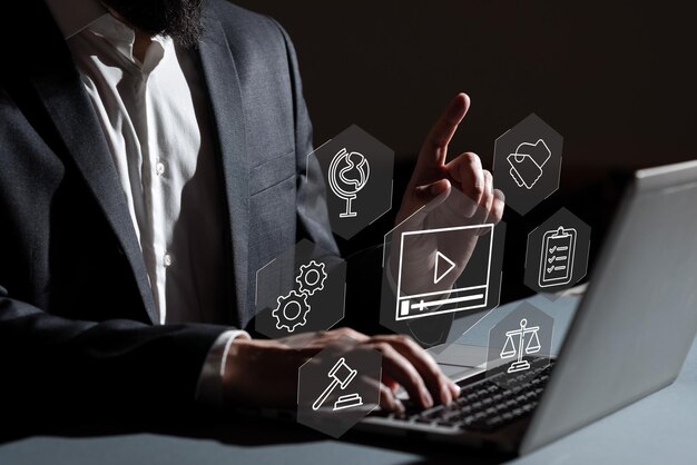 Concepto de tecnología de aprendizaje electrónico Webinar de educación en línea Cursos en línea AI y aprendizaje automático