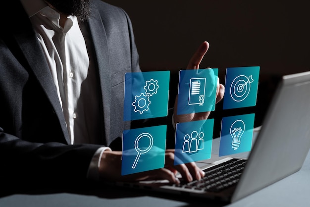 Concepto de tecnología de aprendizaje electrónico Webinar de educación en línea Cursos en línea Inteligencia artificial y aprendizaje automático