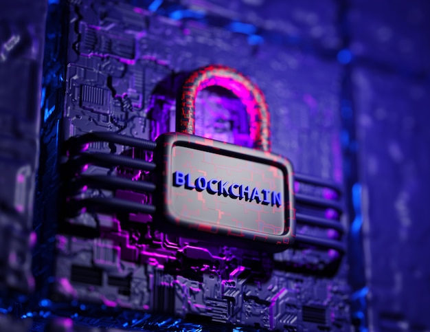 Foto concepto de tecnología blockchain. render 3d