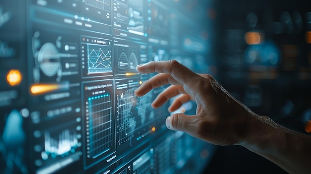 Concepto de tecnología de datos financieros digitales de negocios futuristas para el análisis y el negocio de grandes datos del futuro