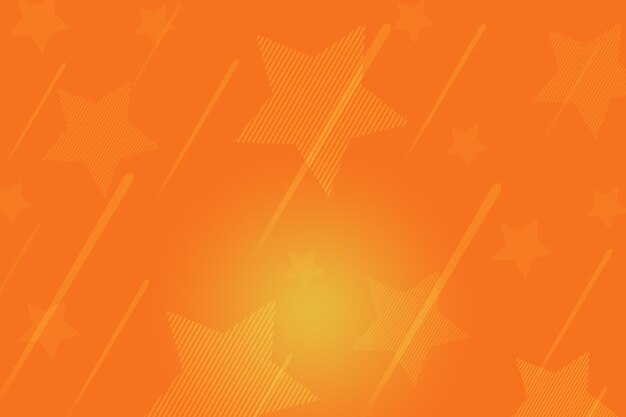 Concepto de tecnología digital de estilo geométrico y de rayas símbolo estrellas brillantes sobre fondo naranja