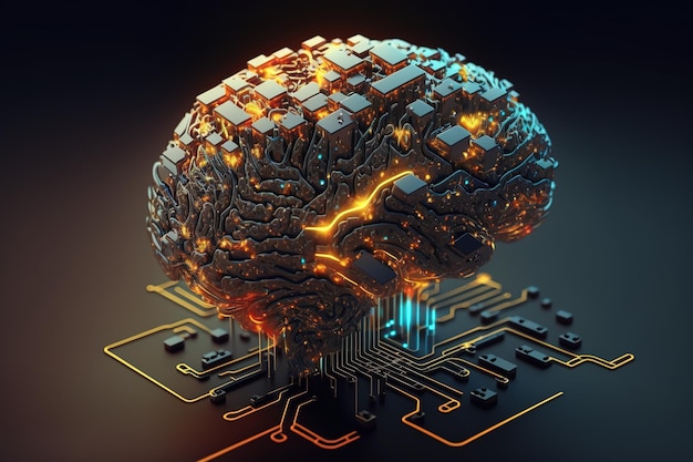 Concepto de tecnología e ingeniería Inteligencia artificial IA aprendizaje automático Big data dominación de la mente cibernética Chat bot chat gpt robo advisor cerebro robótico futuro IA generativa