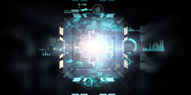 Concepto de tecnología e innovación. Técnica mixta