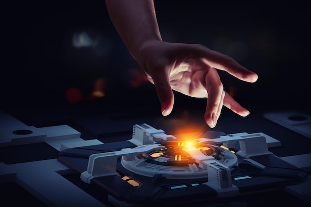 Concepto de tecnología e innovación. Técnica mixta