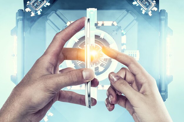 Concepto de tecnología e innovación. Técnica mixta