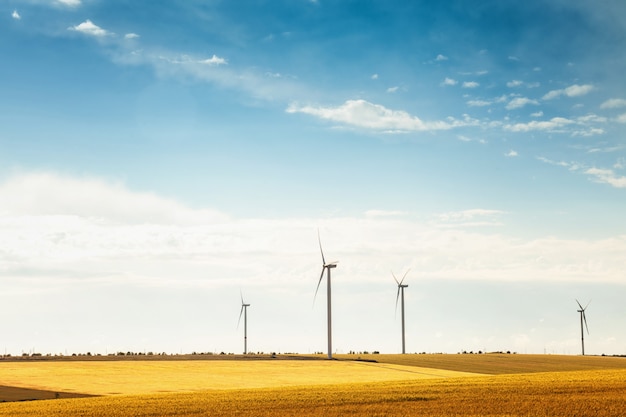 Foto concepto de tecnología de electricidad de energía verde de turbina