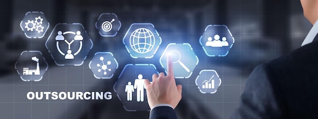 Concepto de tecnología empresarial de recursos humanos de subcontratación de 2022