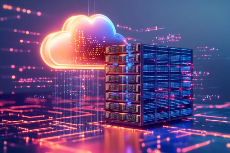 Foto el concepto de tecnología futura del centro de datos de computación en nube
