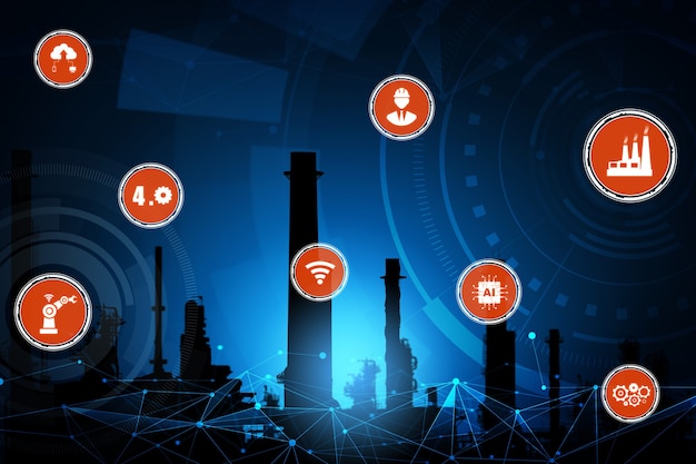 Concepto de tecnología de la industria 4.0: fábrica inteligente para la cuarta revolución industrial