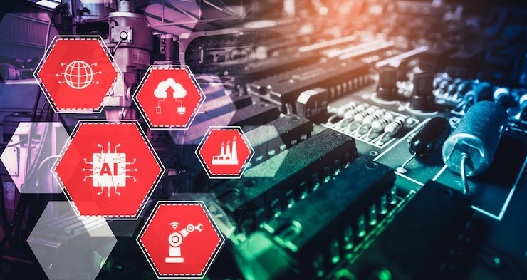 Foto concepto de tecnología industria 4.0 - fábrica inteligente para la cuarta revolución industrial