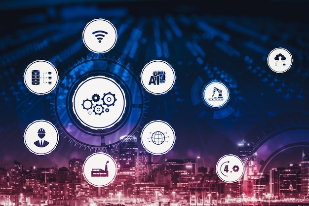Concepto de tecnología Industria 4.0 - Fábrica inteligente para la cuarta revolución industrial