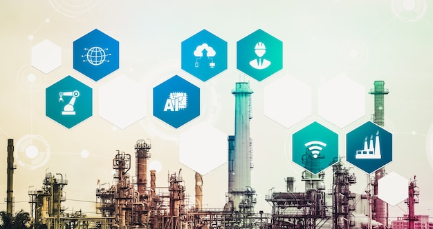 Concepto de tecnología Industria 4.0 - Fábrica inteligente para la cuarta revolución industrial