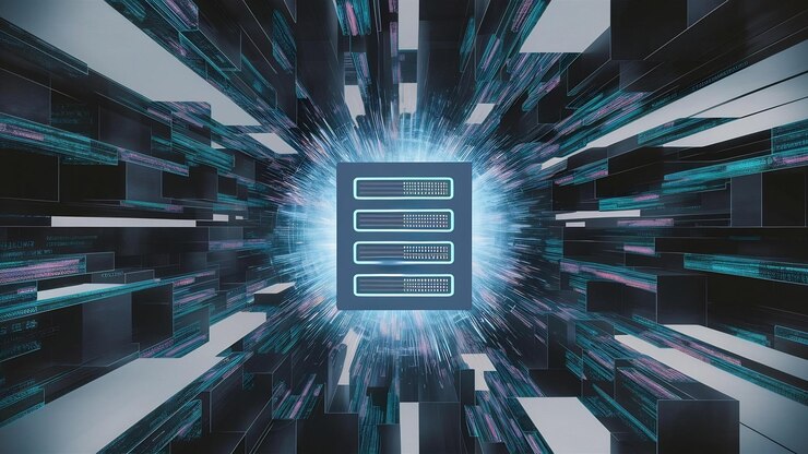 Foto concepto de tecnología de la información de big data futurista de matriz digital abstracta