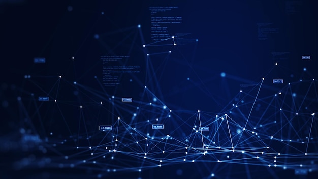 Concepto de tecnología de información digital de ciberseguridad Código binario de polígono conectado