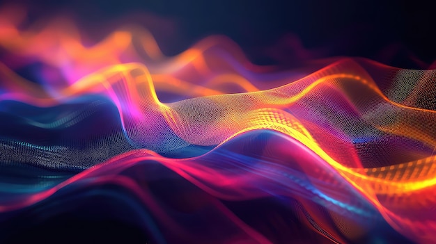 Concepto de tecnología informática a todo color con fondo de gráfico de onda abstracto generativo Ai