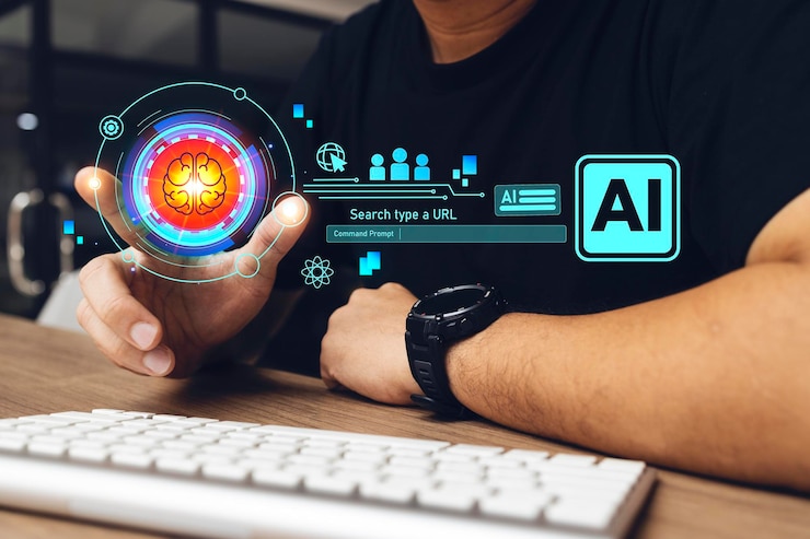 Foto concepto de tecnología de internet empresarial de aprendizaje automático de inteligencia artificial
