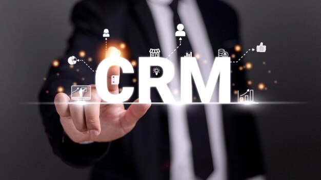 Concepto de tecnología de Internet empresarial de gestión de relaciones con clientes de CRM