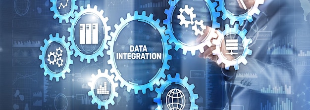 Concepto de tecnología de internet empresarial de integración de datos Medios mixtos