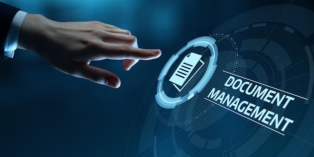 Foto concepto de tecnología de internet empresarial del sistema de datos de gestión de documentos