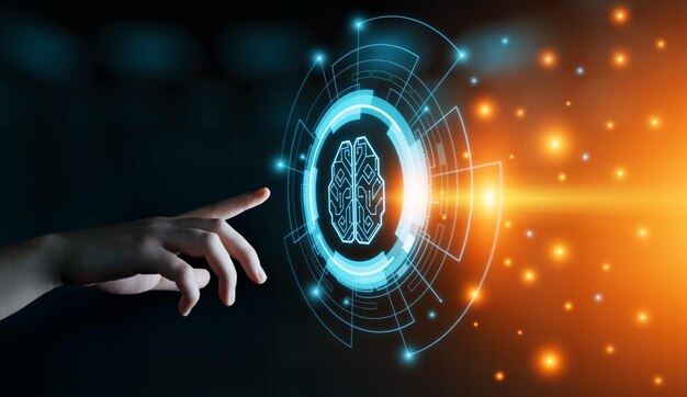 Concepto de tecnología de Internet de negocios de aprendizaje automático de inteligencia artificial