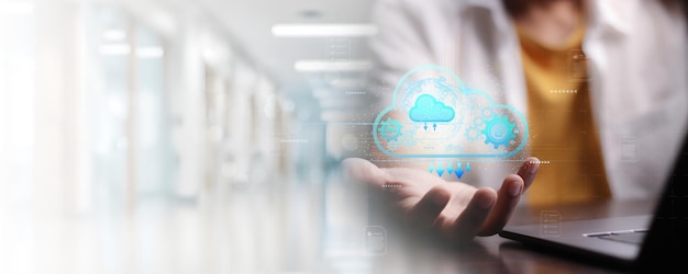 concepto de tecnología en la nube Red global de negocios globales Megatrends en Internet