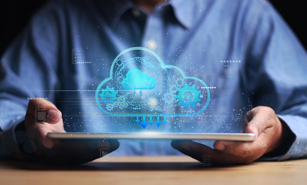 concepto de tecnología en la nube Red global de negocios globales Megatrends en Internet