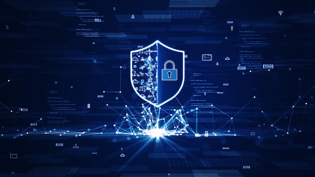 Concepto de tecnología de protección de datos de ciberseguridad conexión a internet red en línea