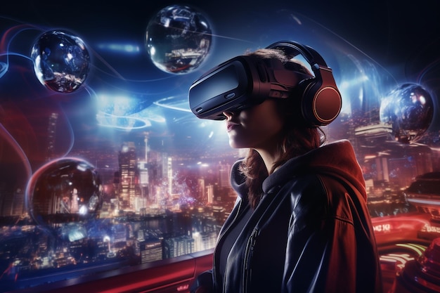 Concepto de tecnología de realidad virtual aplicada a la industria del entretenimiento