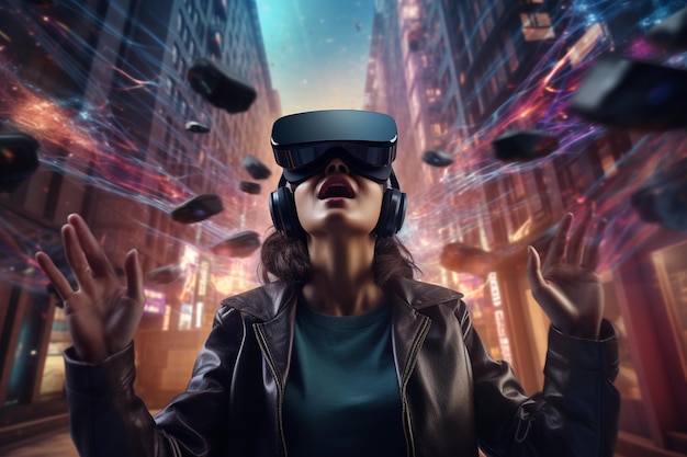 Concepto de tecnología de realidad virtual aplicada a la industria del entretenimiento