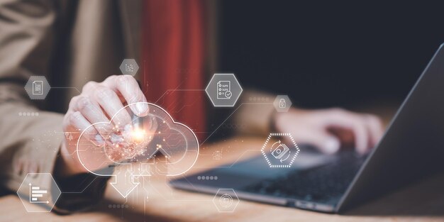 concepto de tecnología de respaldo de computación en la nube gestión de almacenamiento personal tecnología en la nube acceso a