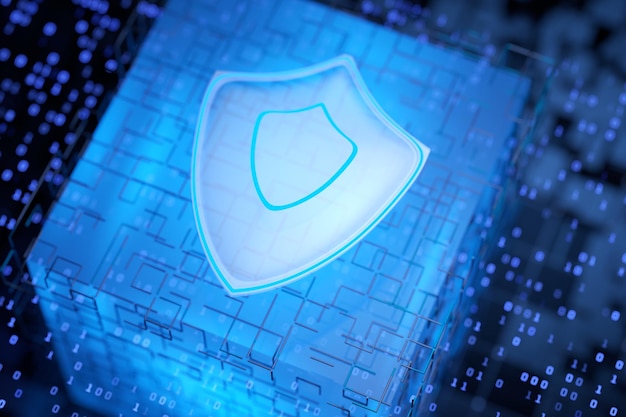 concepto de tecnología de seguridad digital de Internet para empresas Protege tus datos Seguridad de la red renderización 3D