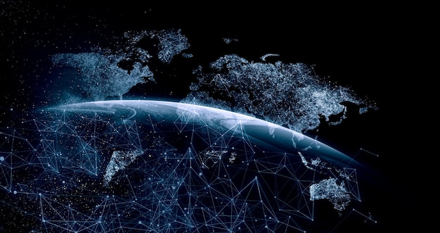 Concepto de tecnologías globales. Elementos de la imagen proporcionados por la NASA. Técnica mixta