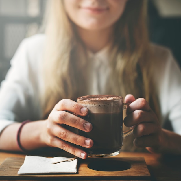 Concepto de tiempo libre de bebida de relajación de cafetería