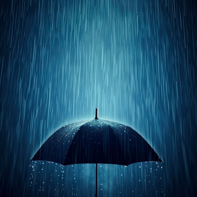 Concepto de tiempo de lluvia en paraguas
