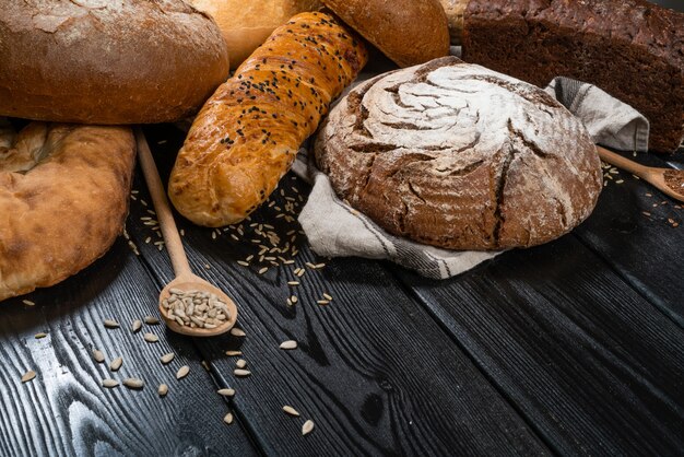 Concepto de tienda de alimentos de panadería y supermercado.