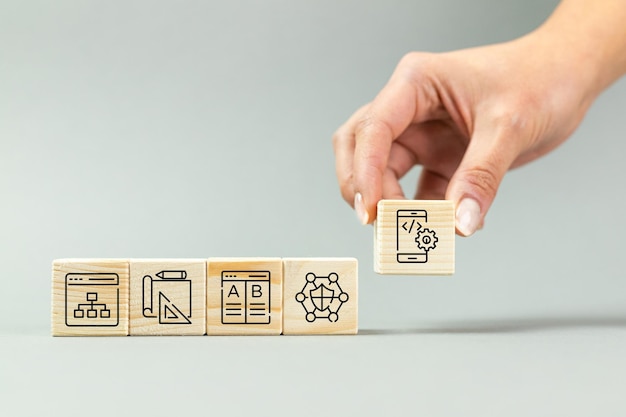 Concepto de trabajo de codificación de productos de red de desarrollo de aplicaciones web