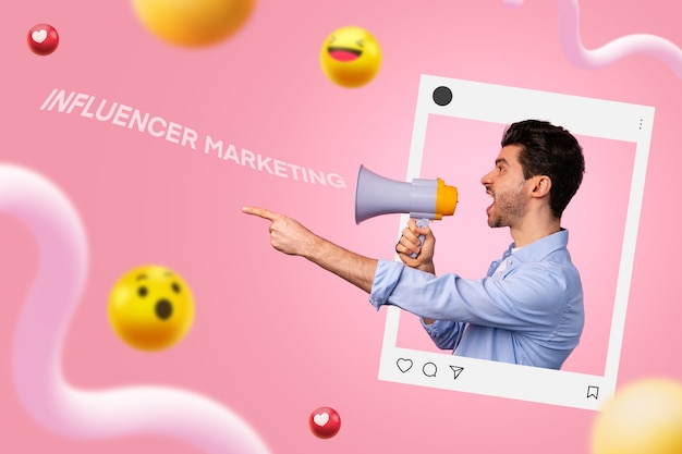 Concepto de trabajo de marketing de influencers