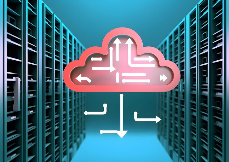 Foto concepto de transferencia de datos de almacenamiento de datos en la nube generado por ia