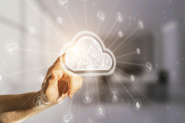 Concepto de transferencia de datos y tecnología en la nube