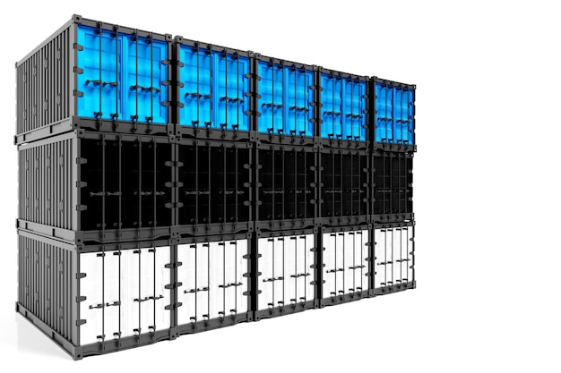 El concepto de transporte de contenedores de exportación e importación de Estonia y entrega nacional de mercancías Contenedor de ilustración 3D con la bandera nacional de Estonia vista frontal