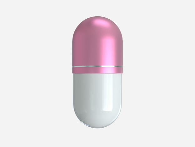concepto de tratamiento médico de cápsula de representación 3d blanco rosa