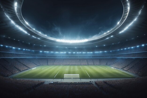 Foto concepto de triunfo en un partido final de fútbol en un estadio