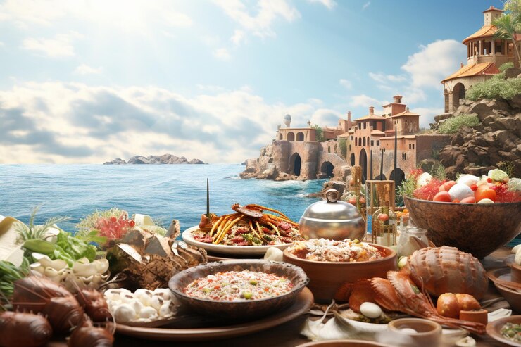 Foto concepto de turismo gastronómico que explora la diversidad culinaria en la región costera