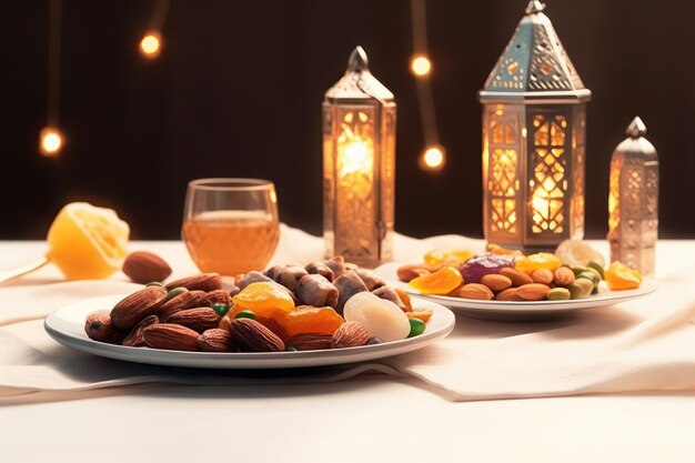 Foto concepto de vacaciones de comida musulmana tiempo de ramadán
