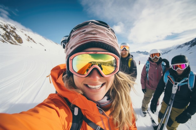 Foto concepto de vacaciones deportivas de esquí o snowboard