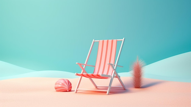 concepto de vacaciones de verano con silla de playa en la playa AI generativa