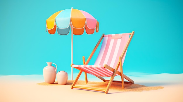 concepto de vacaciones de verano con silla de playa en la playa AI generativa